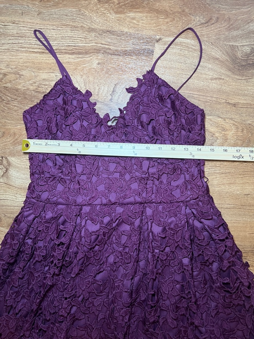 Love…ady Purple Floral Lace Fit & Flare Dress Medium Spaghetti Strap - Picture 4 of 10